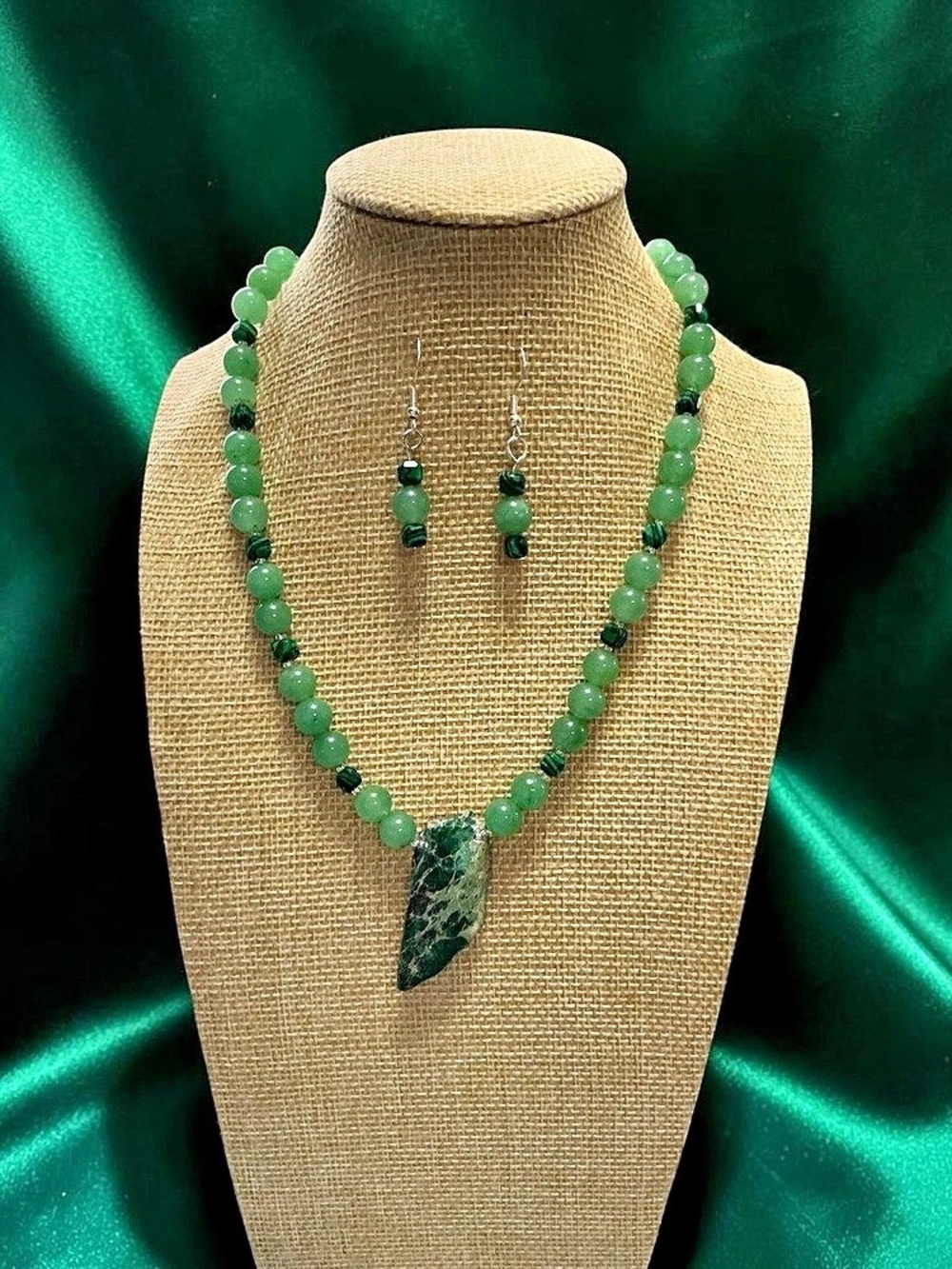 Green Aquamarine and Malachite Necklace Set